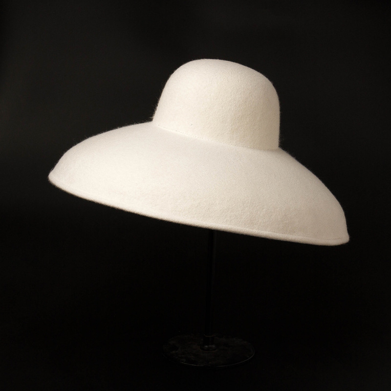 Fedora Hat Wool - คลาสสิกขนาดใหญ่ผ้าขนสัตว์กว้าง Brim Felt หมวก Lady Floppy
