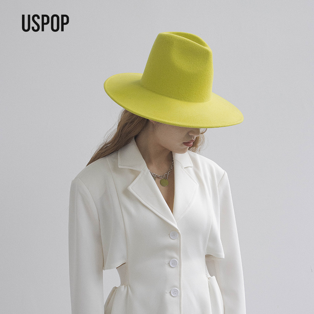 Fedora Hat Wool - หมวกเฟโดราขนสัตว์ทรงสูงเรียบง่าย สไตล์มินิมอล สำหรับฤดูใบไม้ร่วงและฤดูหนาว แบบเรียบง่าย สไตล์แจ๊ส
