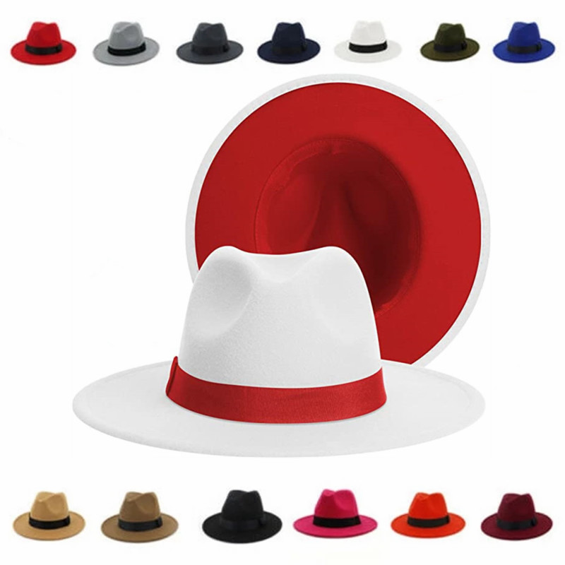 Fedora Hat Wool - ผู้หญิงฤดูหนาวคลาสสิก Patchwork Fedora หมวก Unisex Wool