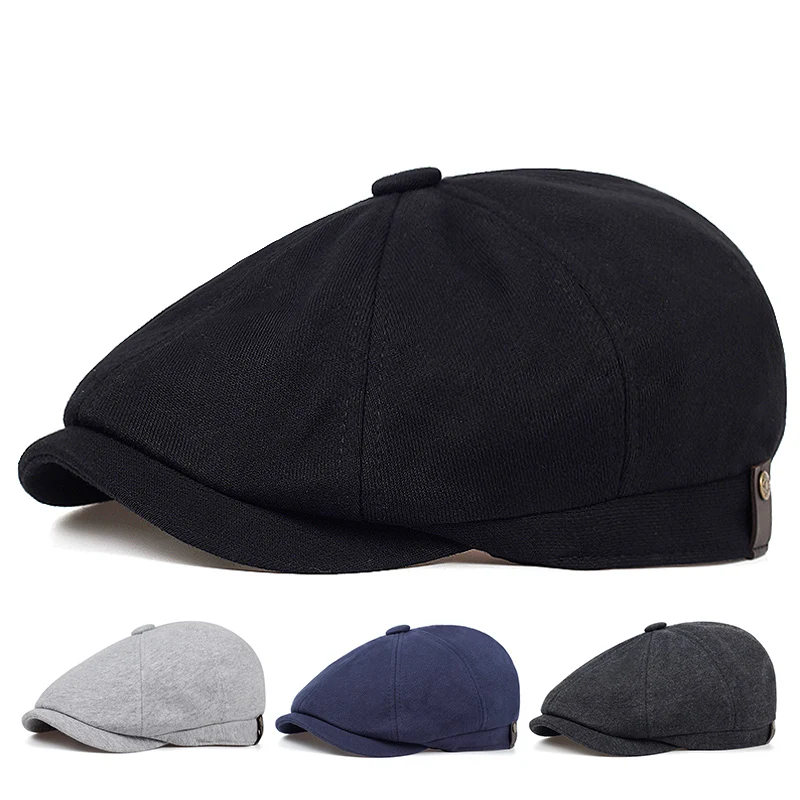 Dad Hat Cotton - หมวกเบเร่ต์แฟชั่นผ้าฝ้าย หมวกทรงโบราณ คุณภาพสูง สี่สี หมวกลำลอง หมวกกันหนาวสำหรับฤดูใบไม้ร่วงและฤดูหนาว