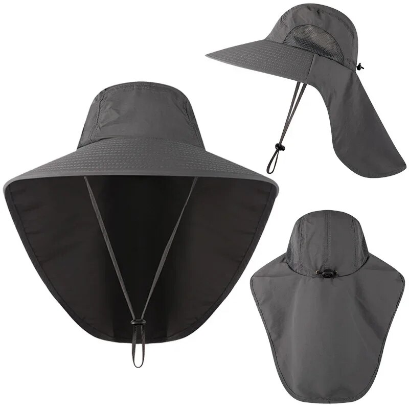 Sun Hat Wide Brim - หมวกเบสบอลปีกกว้างสำหรับผู้หญิงและผู้ชายหมวกซาฟารีคอระบายความร้อนสำหรับหมวกลายการ์ตูนเดินป่าตกปลามีพนัง