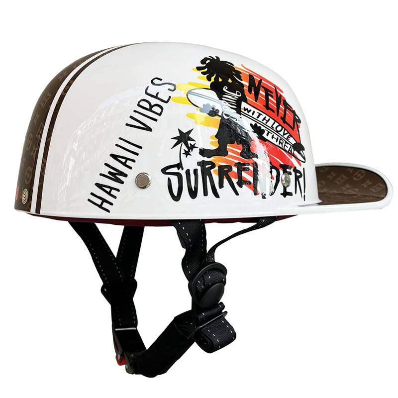 Baseball Cap Structured - หมวกเบสบอล ABS คุณภาพสูงแบบเปิดครึ่งใบ สำหรับรถมอเตอร์ไซค์ฮาร์เลย์และหมวกกันน็อคสำหรับรถมอเตอร์ไซค์สไตล์เรโทร