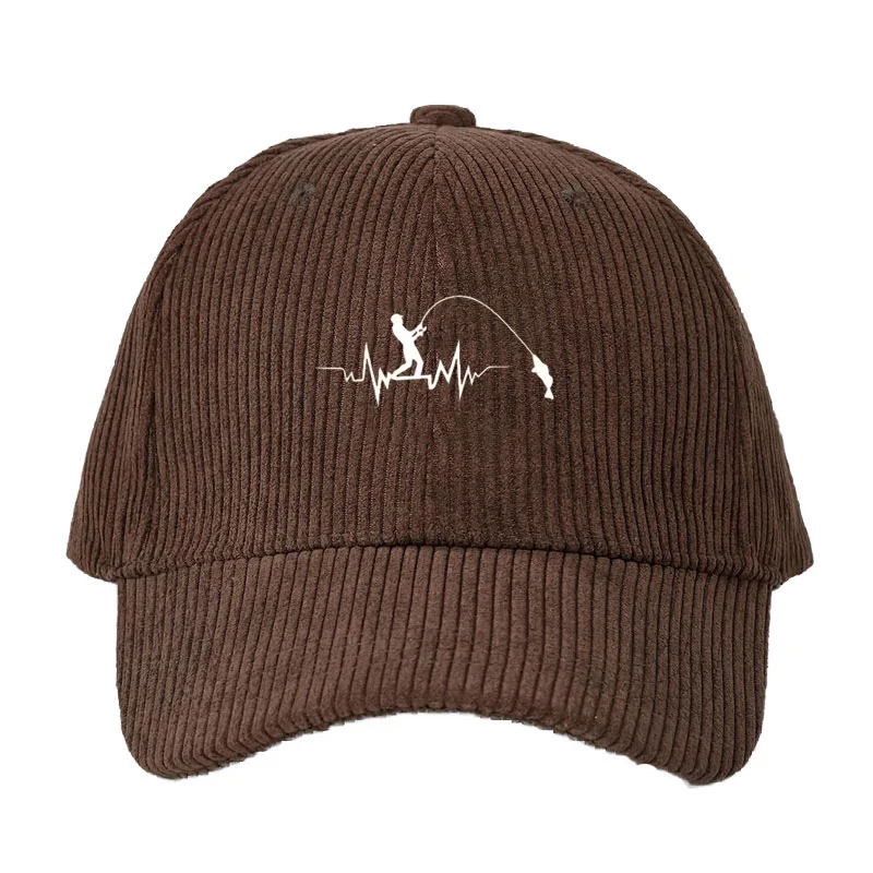 Dad Hat Cotton - หมวกเบสบอลผ้าลูกฟูกแบบปรับได้ ลายตกปลา สำหรับผู้ชายและผู้หญิง หมวกทรงแด๊ดสำหรับนักตกปลา หมวกกีฬากลางแจ้ง พร้อมดีไซน์ตะขอเบ็ดตกปลา