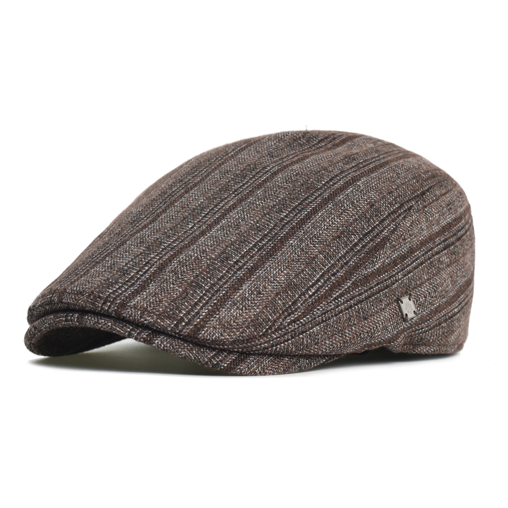 Dad Hat Cotton - ฤดูหนาวฤดูใบไม้ร่วง Newsboy หมวกผู้หญิงหนา Vintage Casual Stripe