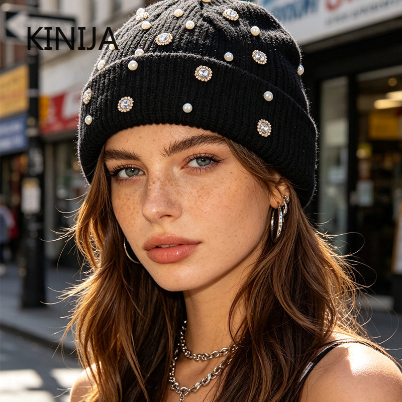 หมวกบีนนี่ถักสำหรับฤดูหนาว ตกแ - Beanie Cuffed Knit บทวิจารณ์และราคา
