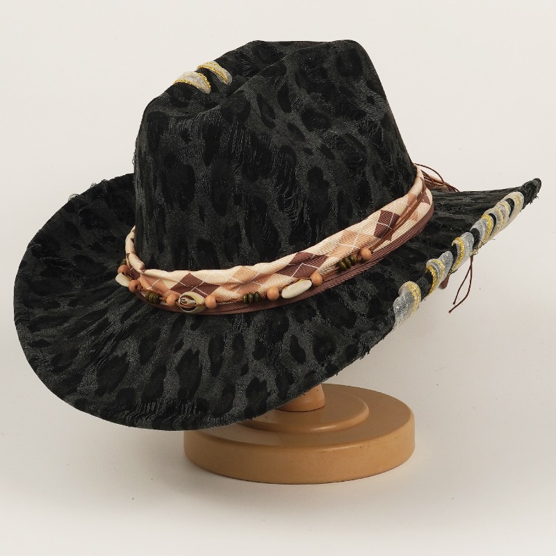 หมวกคาวบอยลายเสือดาวสไตล์ตะวัน - Cowboy Hat Straw บทวิจารณ์และราคา
