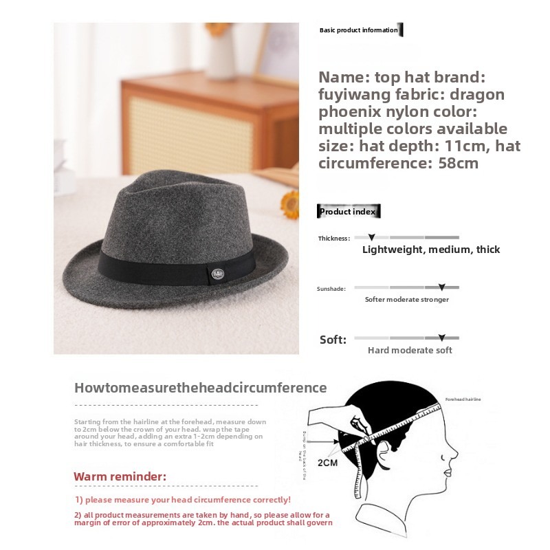 หมวกเฟโดร่าทำจากผ้าขนสัตว์ลายม - Fedora Hat Wool บทวิจารณ์และราคา