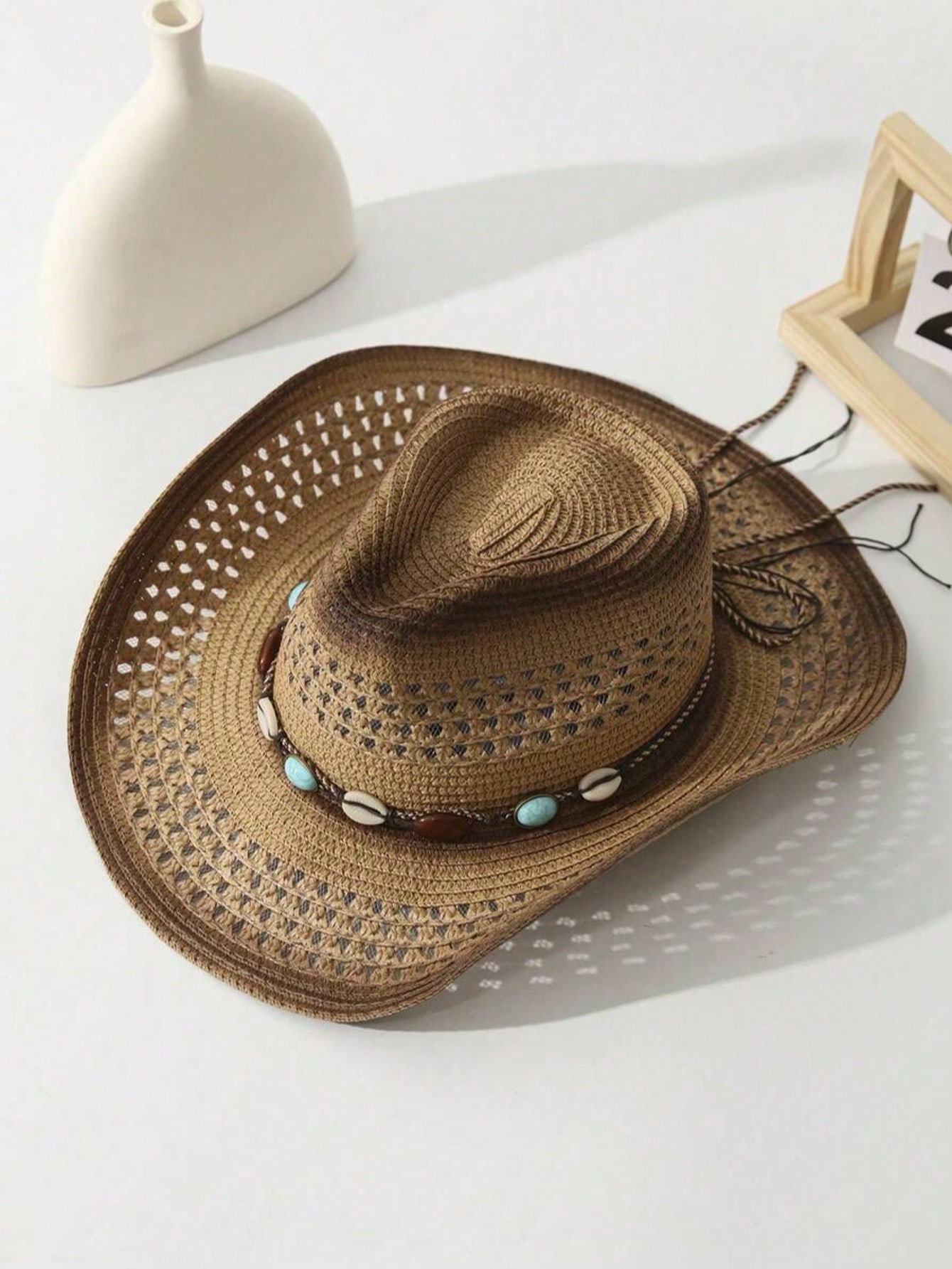 หมวกคาวบอยสานสีน้ำตาลแบบยูนิเซ - Cowboy Hat Straw บทวิจารณ์และราคา