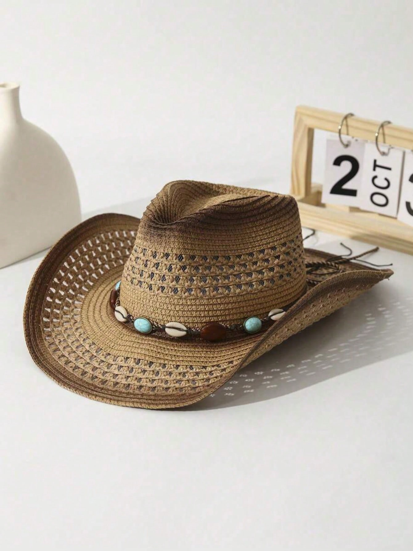 หมวกคาวบอยสานสีน้ำตาลแบบยูนิเซ - Cowboy Hat Straw บทวิจารณ์และราคา