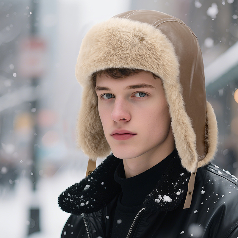 หมวกหนัง PU สำหรับผู้ชายในฤดูห - Winter Trapper Hat บทวิจารณ์และราคา