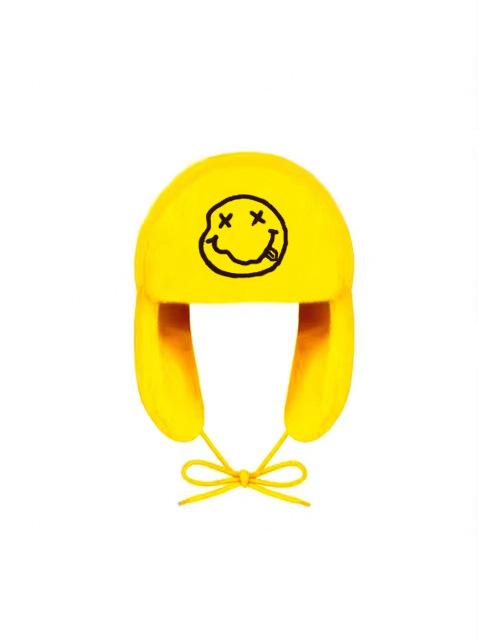 หมวกปิดหูผ้ากำมะหยี่ลายหน้ายิ้ - Trapper Hat Ear Flap บทวิจารณ์และราคา